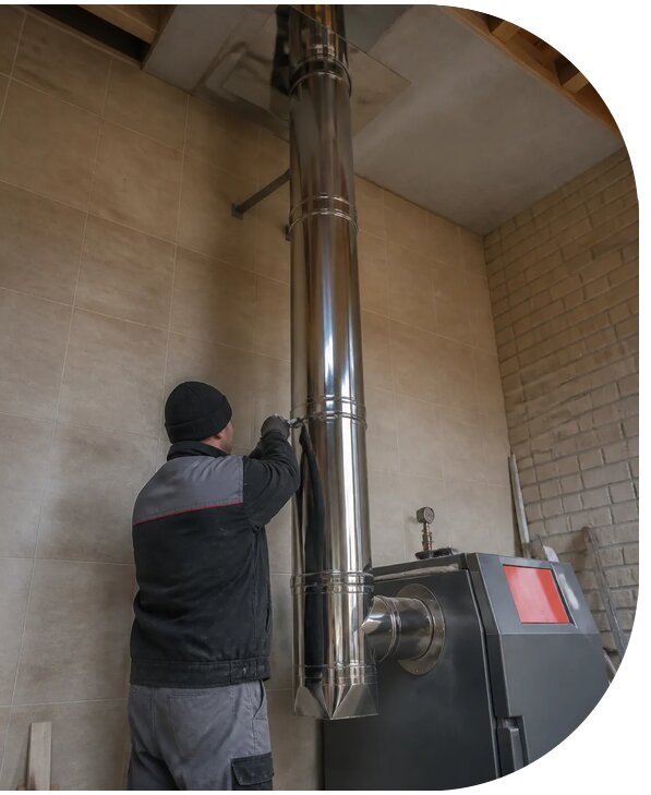 Профессиональный монтаж дымохода котельной в Выксе