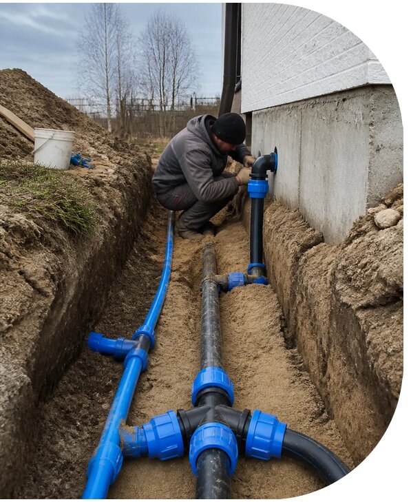 Монтаж наружного водопровода на участке под ключ в Выксе
